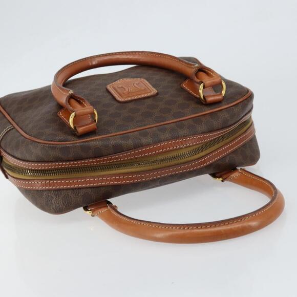 CELINE Macadam Canvas Hand Bag PVC Leather Brown Gold Auth...
